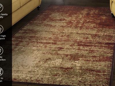 8’x8’ Abstract Auburn/Beige Area Rug