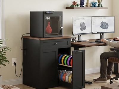 3D Printer Stand with Filament Storage and Built-In Outlets