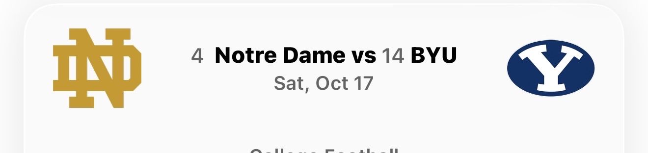 4 BYU vs Notre Dame Tickets. 50 yard line row 3