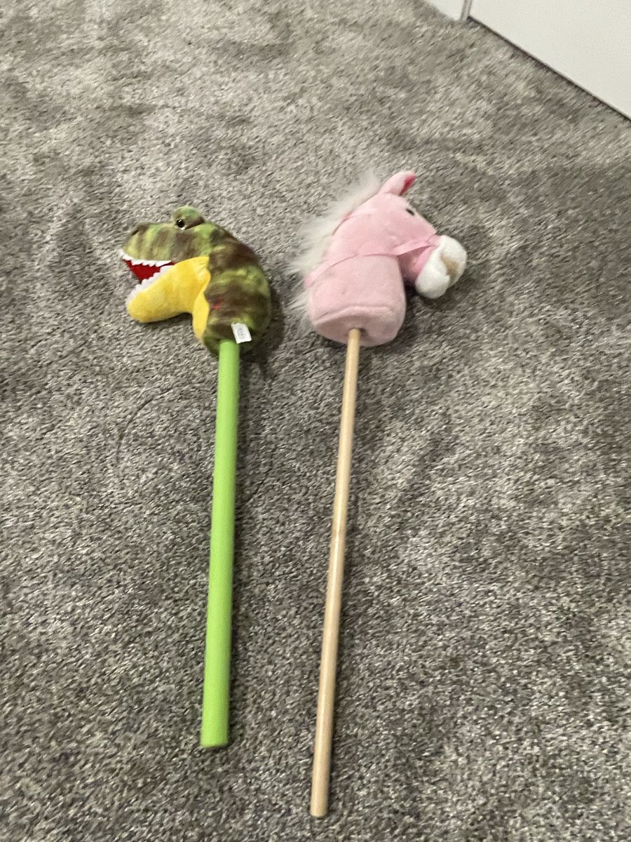 Stick Horse and stick T-rex