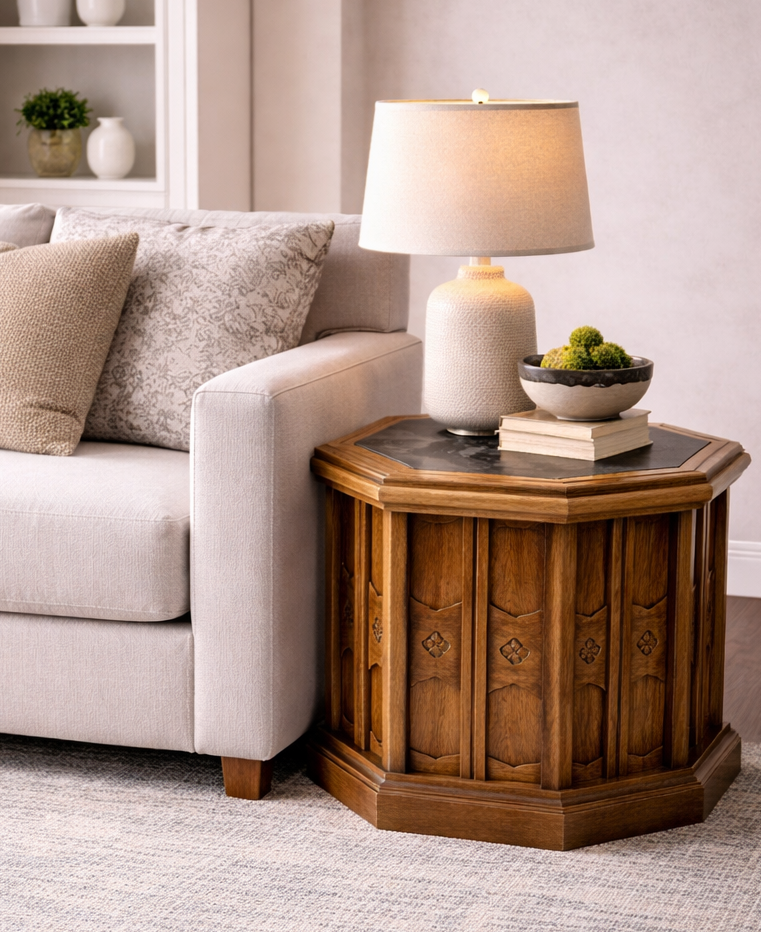 End Table - Solid Wood w/ Inlaid Slate Top