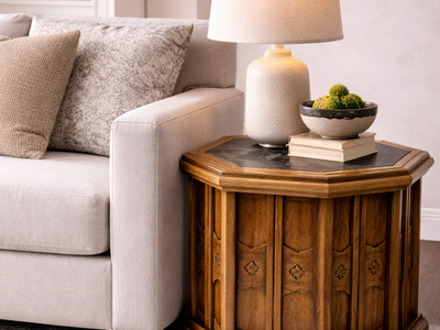 End Table - Solid Wood w/ Inlaid Slate Top