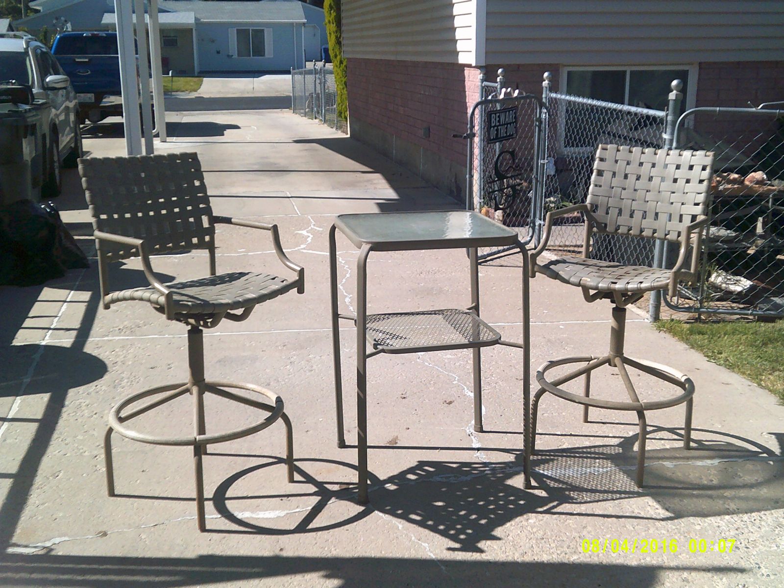 PATIO TABLE FOR 2 WITH TWO CHAIRS