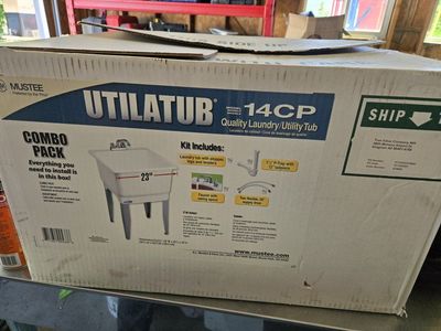 MUSTEE UTILATUB 14CP Combo Pack Laundry/Utility Tub with Faucet, P-Trap & Supply Lines
