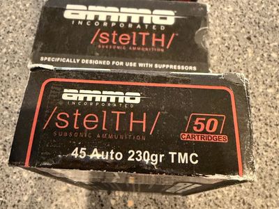 Ammo Inc. stelTH 45 Auto 230gr TMC Subsonic Ammunition - 150 Rounds (3x 50-round boxes)