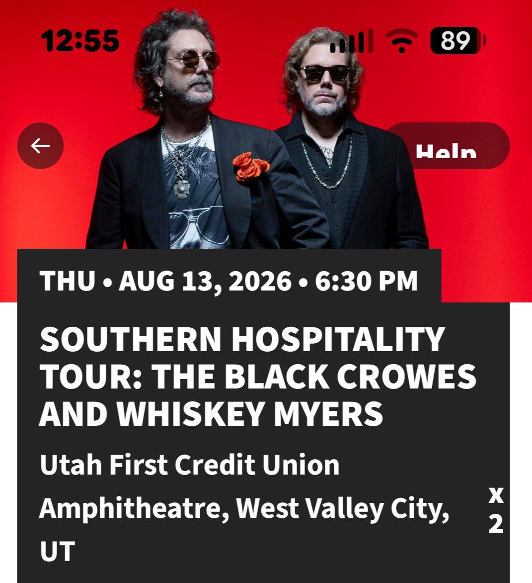 2 The Black Crowes Whiskey Myers Concert Tickets