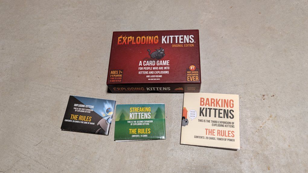 Exploding Kittens Card Game + Imploding Kittens, Streaking Kittens, and Barking Kittens Expansions