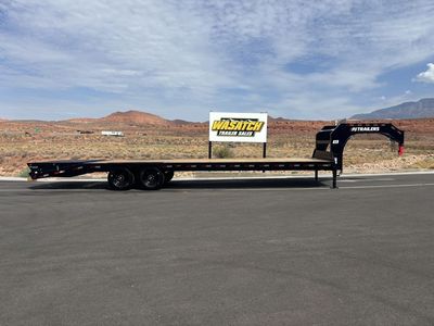 2027 PJ Trailers Black 8.5 X 30 Gooseneck Low Pro Flatdeck with Single Tires , Dovetail and Monst