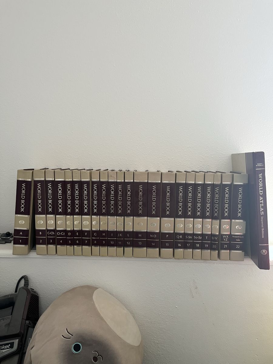 Perfect for office decoration. The World Book Encyclopedia Vintage Hardcover Complete Set 1-22 & Rand McNally World Atlas