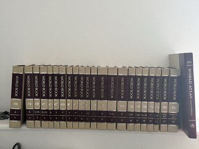 Perfect for office decoration. The World Book Encyclopedia Vintage Hardcover Complete Set 1-22 & Rand McNally World Atlas