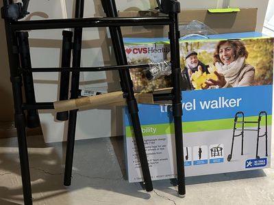 CVS Health Travel Walker, Lightweight, Adjustable Height, 5" Front Wheels, 350lb Capacity