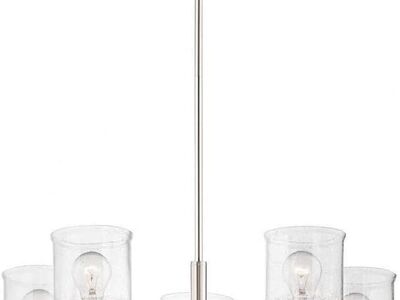 New 25"dia. Maxim Acadia 5 Light Medium Chandelier, Satin Nickel Finish, w/bulbs