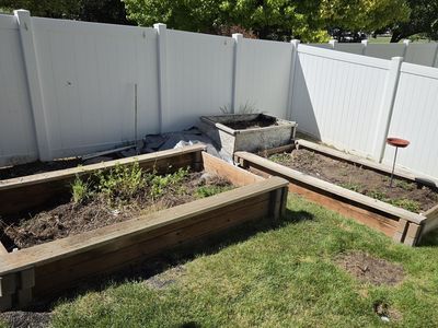 Free two 3' x 6' Wood planters with top soil