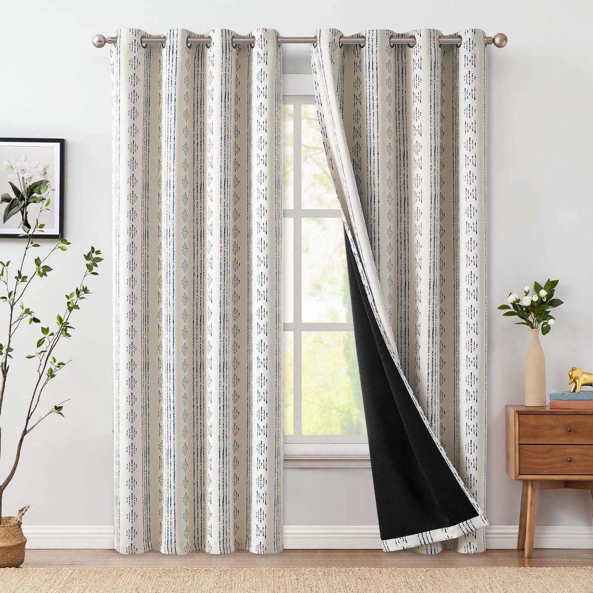 Amazon Basics Blackout Curtains - 52x84 Inches, Geometric Pattern, Grommet Top, 2 Panels