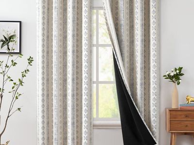 Amazon Basics Blackout Curtains - 52x84 Inches, Geometric Pattern, Grommet Top, 2 Panels