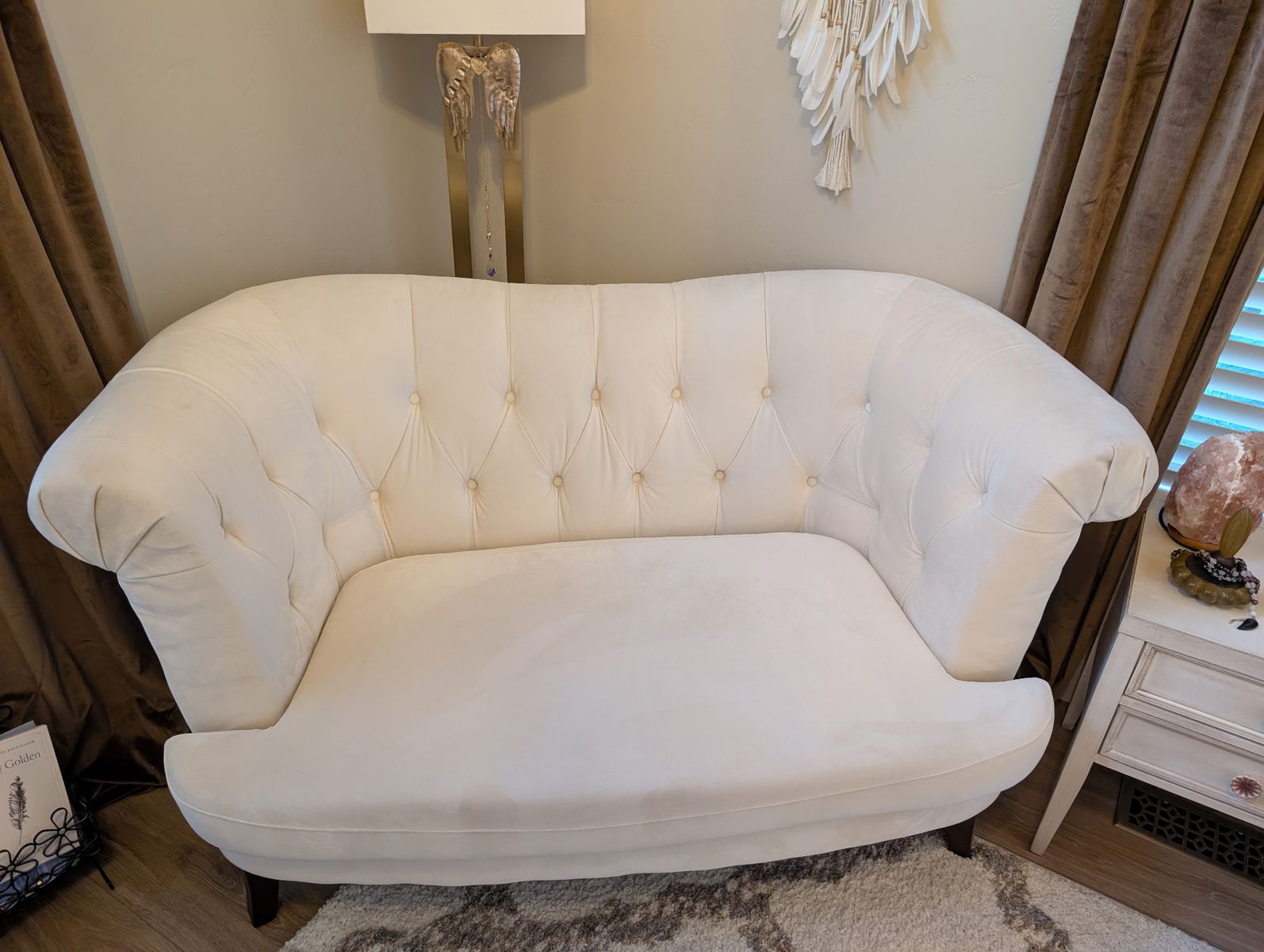 White Velvet Love Seat