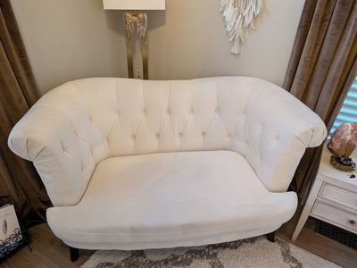 White Velvet Love Seat