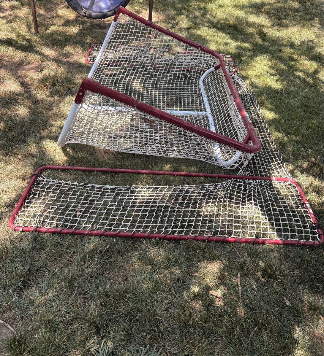 Red and White Sports Hockey Goal Net with Metal Frame