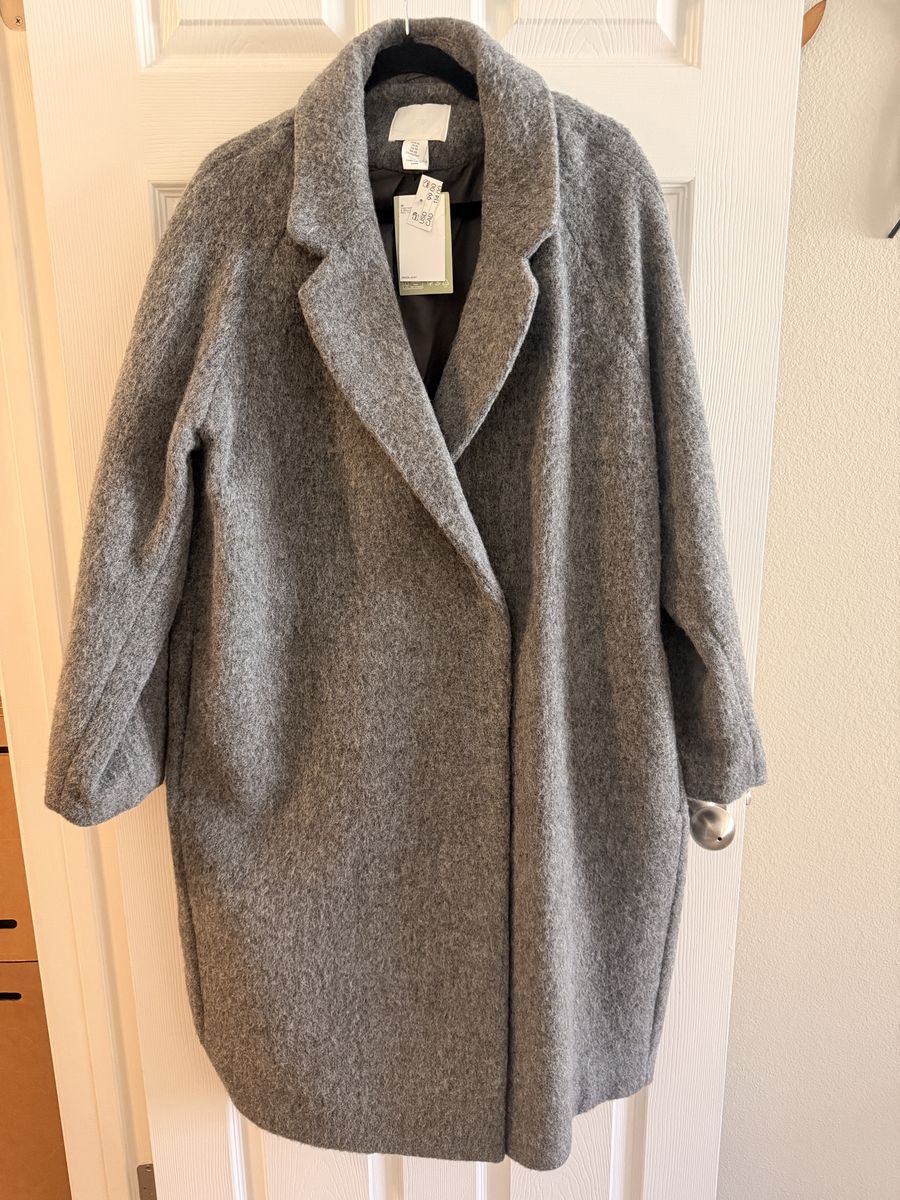 H&M Gray Wool Blend Oversized Coat - NWT - Size XL