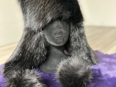 BEARLINE Black Bear Faux Fur Animal Hat with Ears and Pom-Poms