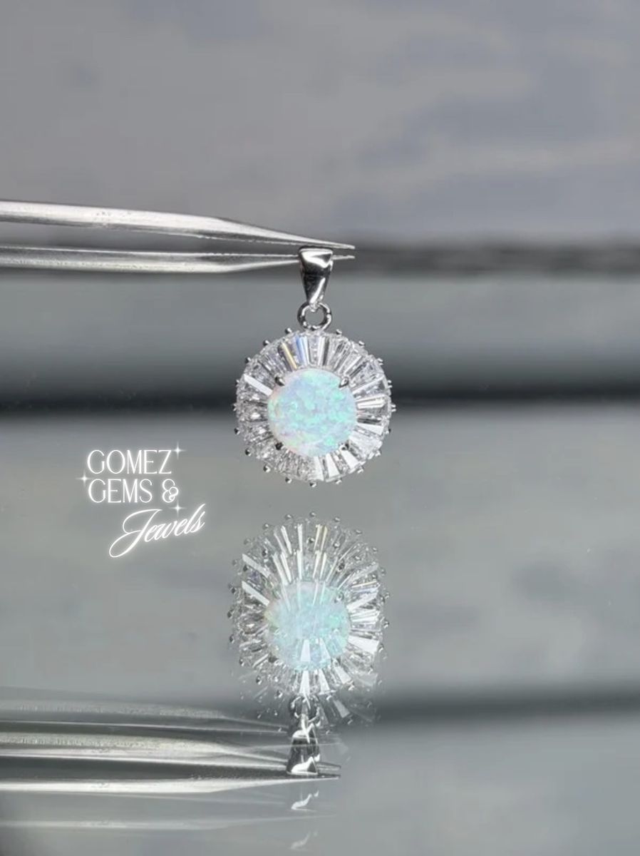 Solid Sterling Silver Opal Pendant 