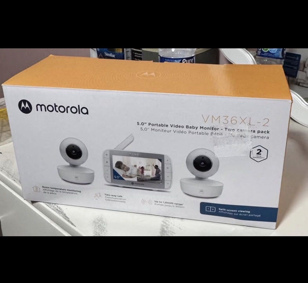 Motorola VM36XL-2 5.0" Portable Video Baby Monitor - Two Camera Pack, Split-Screen Viewing, Two-Way Talk
