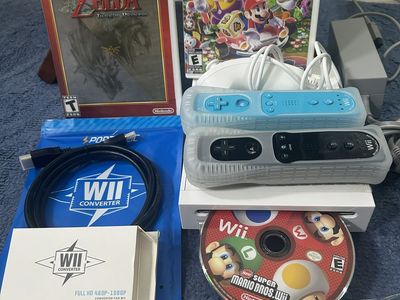 Tested Complete Nintendo Wii Bundle – Mario Party 9, Zelda & Mario Bros