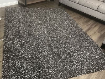 Shag Area Rug - Black and White Speckled - Soft and Cozy - 5x7 ft