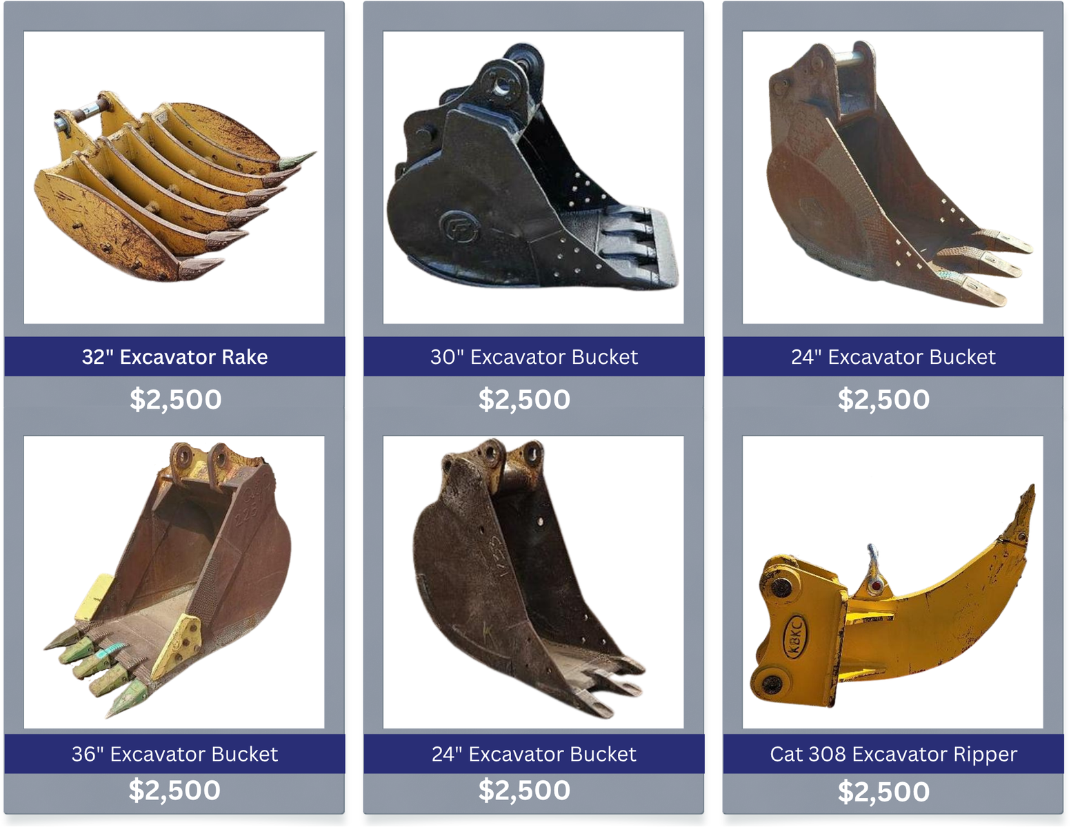 Excavator Attachments-Bucket, Rake, Auger, Ripper, Jack Hammer, Mini