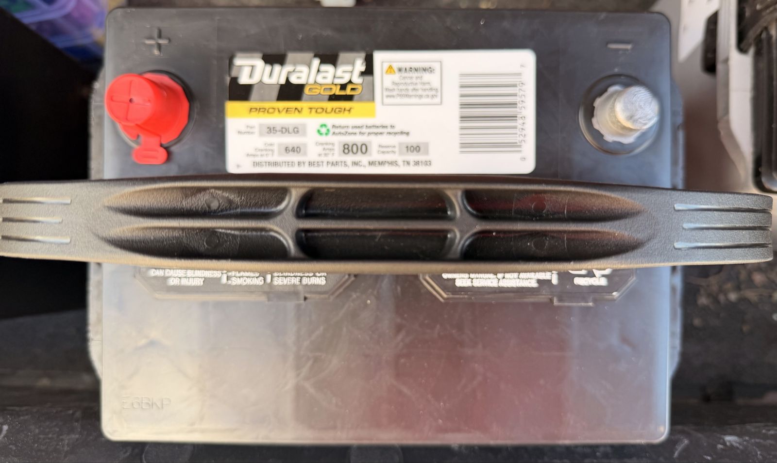 Battery Duralast Gold 35-DLG Car Battery 800 CCA - Proven Tough, 05/26 Manufacture Date