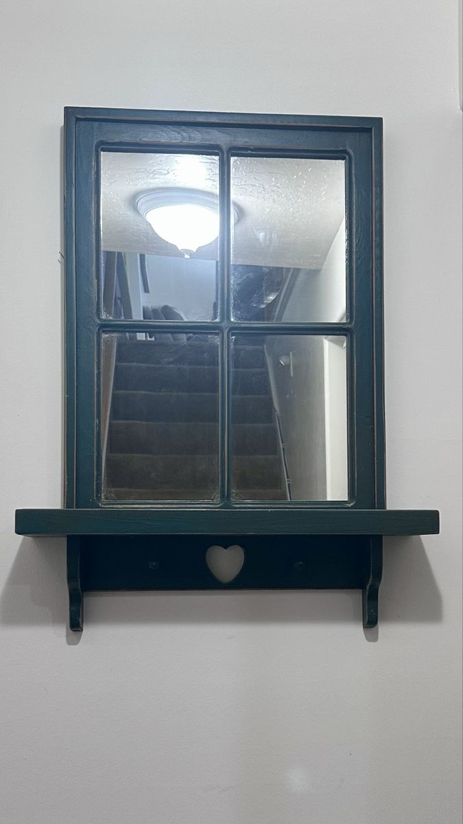 Wooden Mirror Wall Shelf w/2 pegs