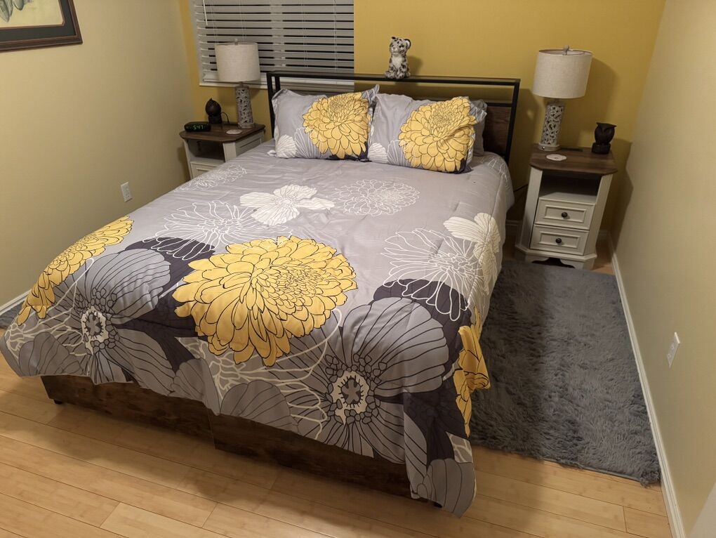 New Memory Foam Bed With Frame and Headboard