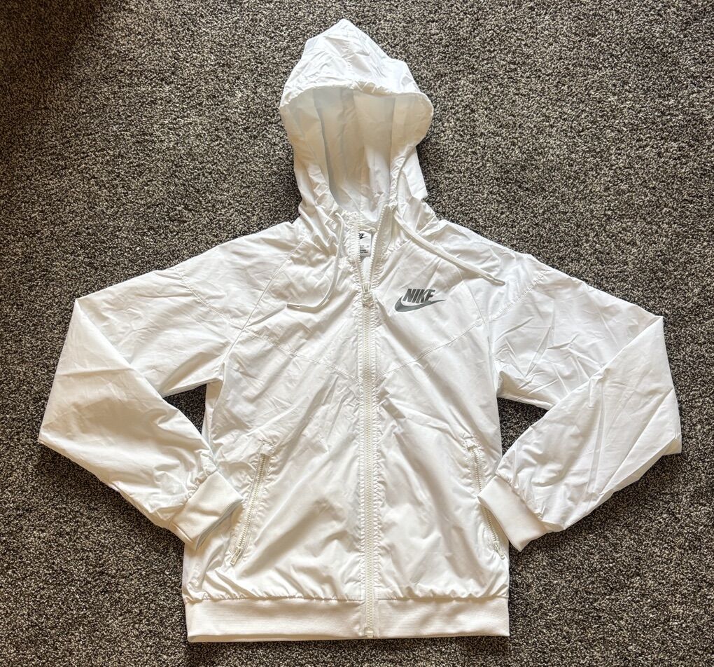 Like NEW! Nike Women's White Hooded Windbreaker
