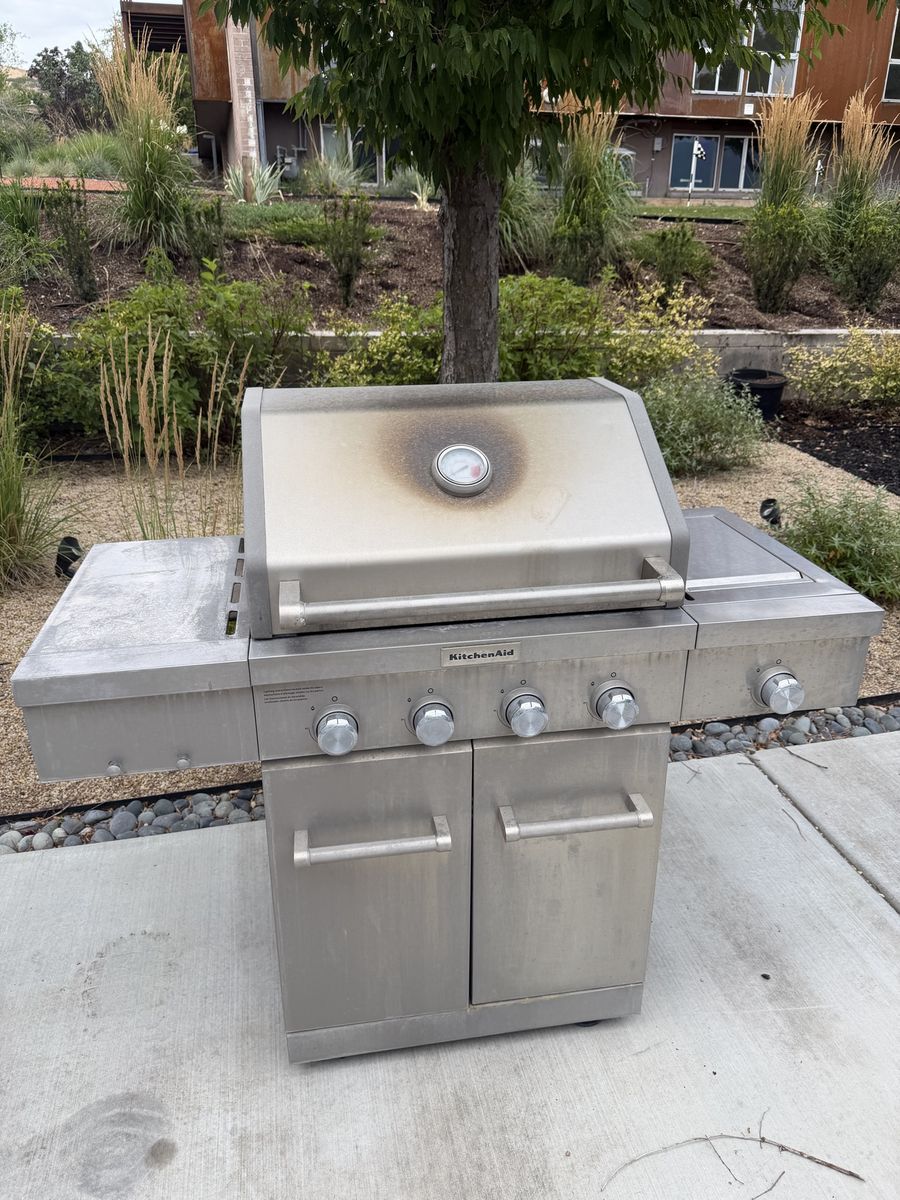 KitchenAid Stainless Steel Gas Grill w/ Side Burner - Used Outdoor BBQ