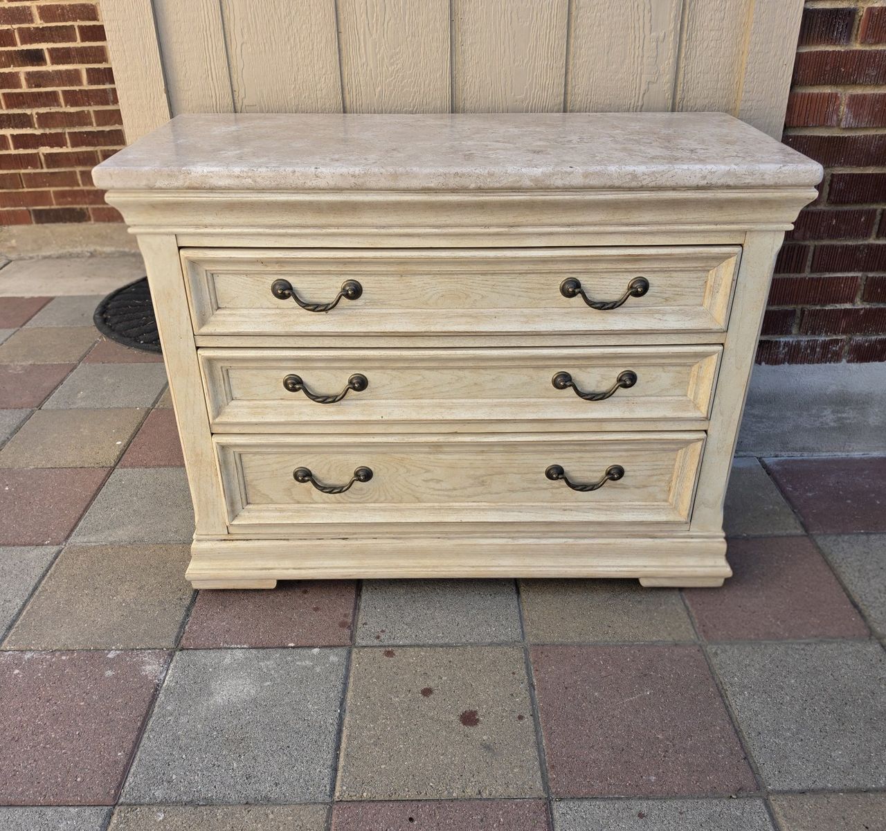 Vintage Bernhardt Furniture Large Natural Stone Top Bachelor Chests