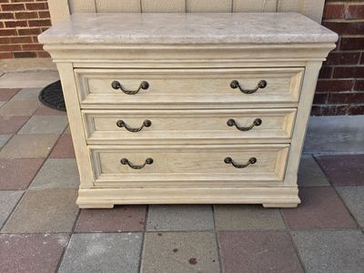 Vintage Bernhardt Furniture Large Natural Stone Top Bachelor Chests