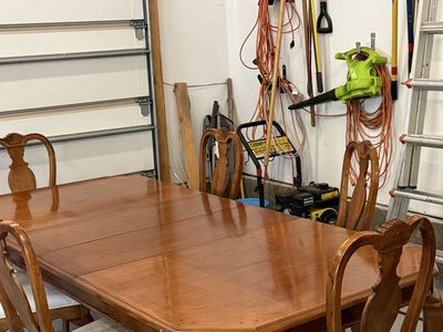 Dining room set. Table. Chairs display hutch