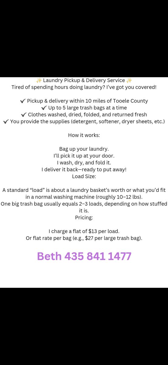 *-Laundry Pickup & Delivery Service