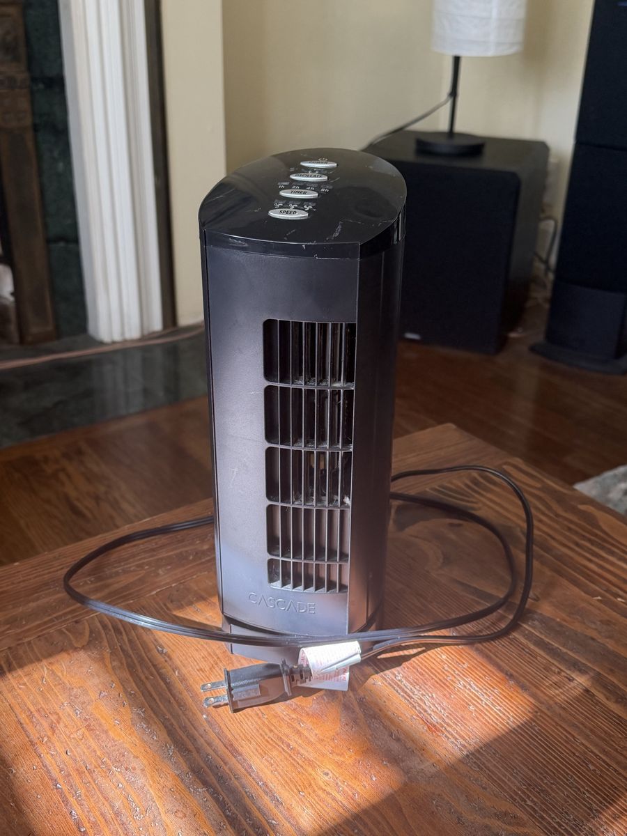 Cascade Oscillating Tower Fan with Timer & Multiple Speeds - Black Compact Design