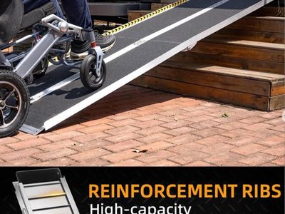 NEW VNN 8FT Portable Wheelchair Ramp, Non-Slip Aluminum Easy-Folding Ramp