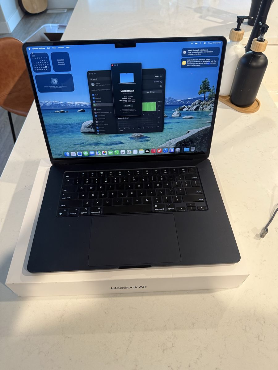 Apple MacBook Air 15-inch M2 8C CPU/10C GPU/16GB/256GB Midnight Laptop (A2941)