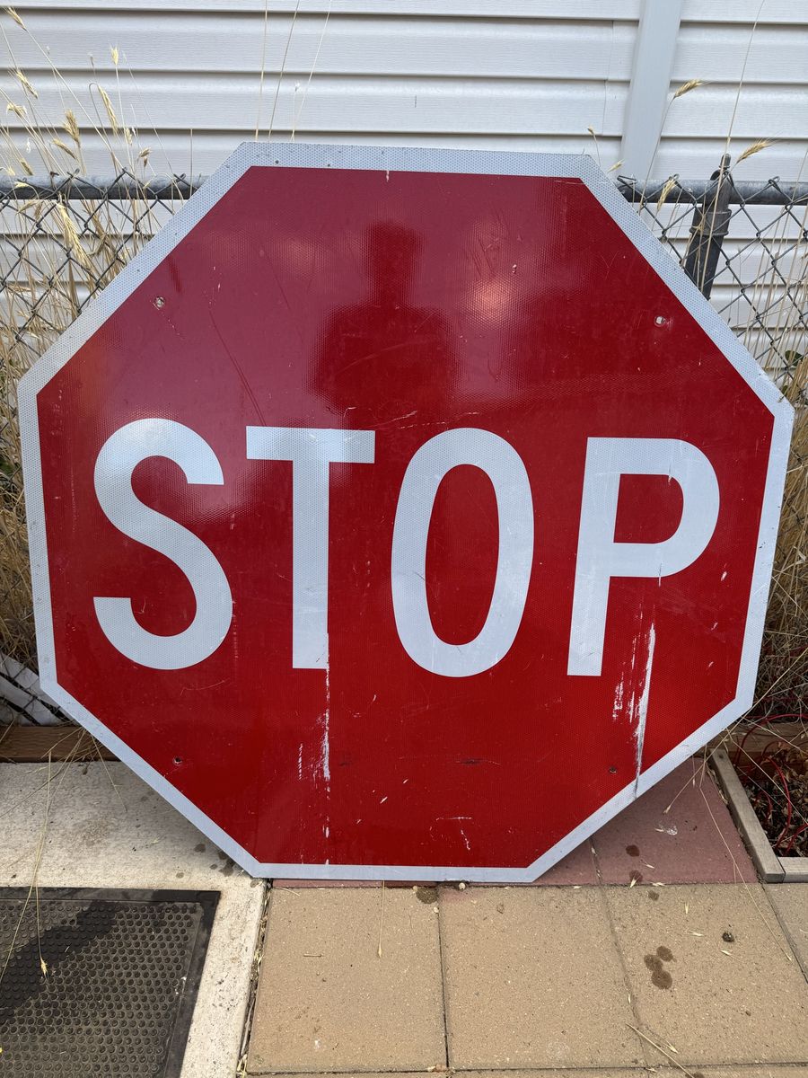 Used Octagonal STOP Sign - Red & White, Authentic Road Sign Decor/Prop