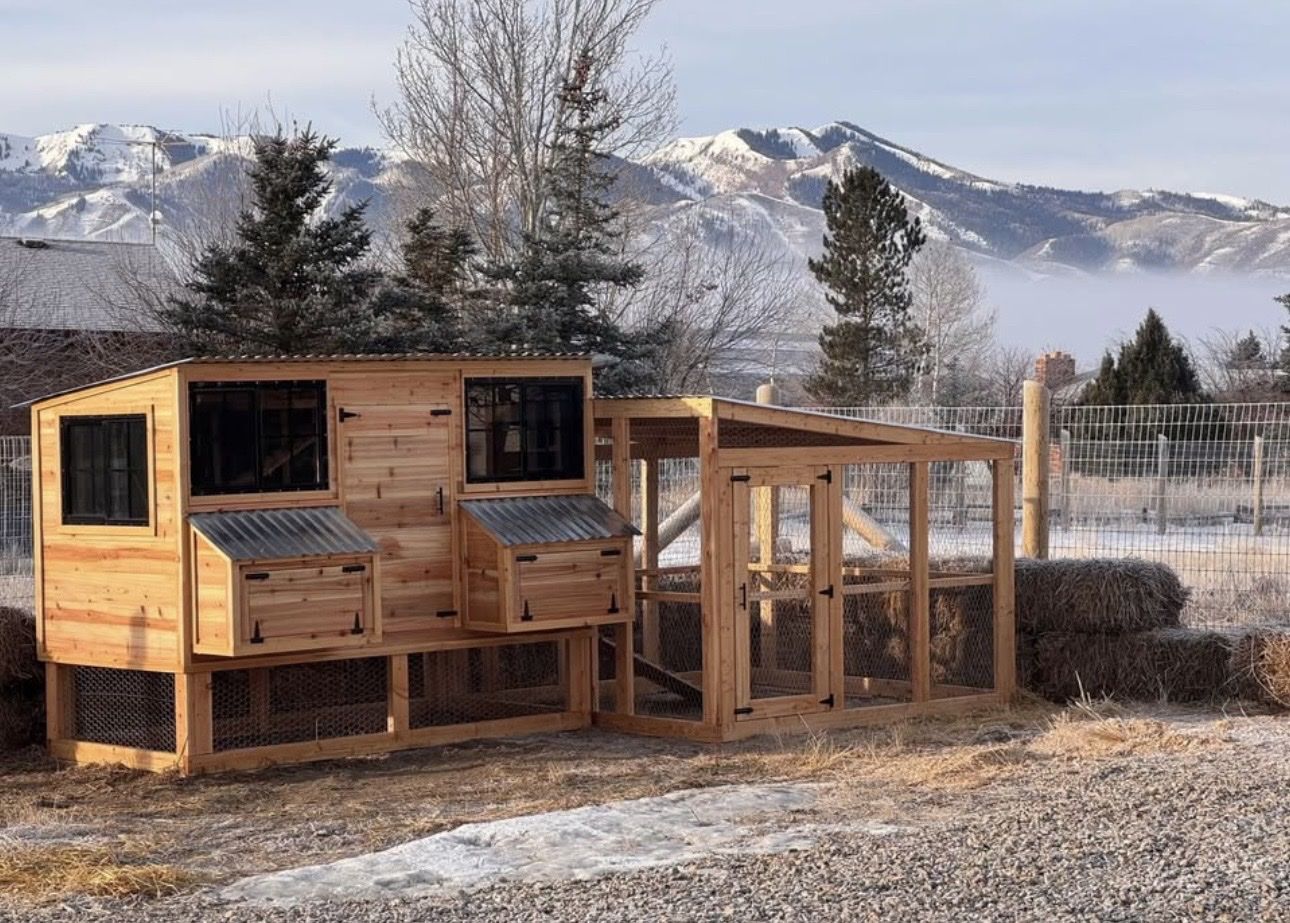 Custom Built Large Wooden Chicken Coop with Run and Nesting Boxes