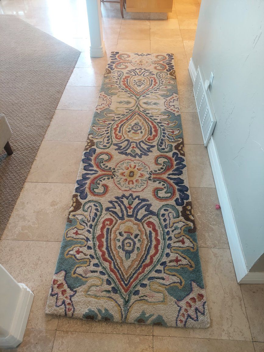 Patterned Hallway Runner Rug - Multicolor Paisley / Damask Medallion Design