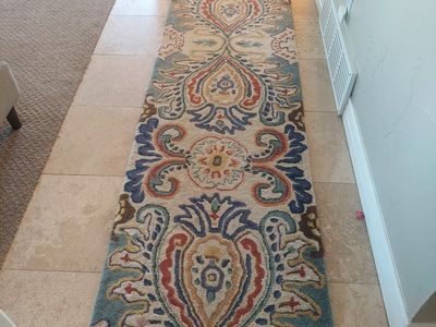 Patterned Hallway Runner Rug - Multicolor Paisley / Damask Medallion Design