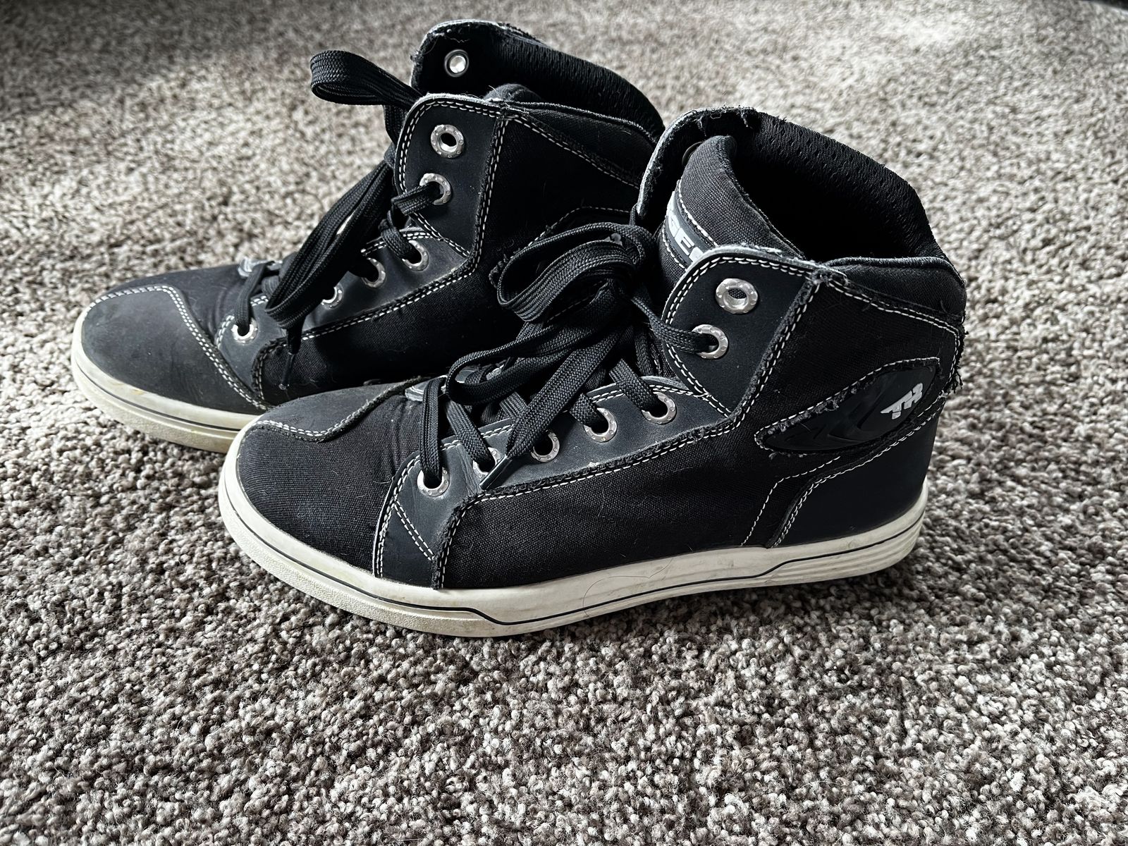 Tiger Motorcycle Riding Shoes - Black Hi-Top Sneaker Style, Padded Ankle Support