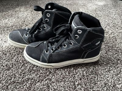 Tiger Motorcycle Riding Shoes - Black Hi-Top Sneaker Style, Padded Ankle Support