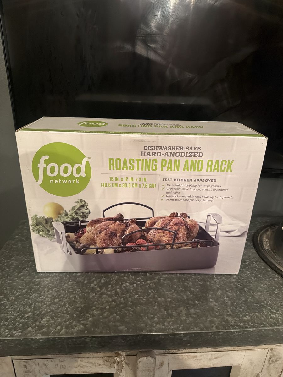 Food Network Hard-Anodized Nonstick Roasting Pan and Rack 16x12x3