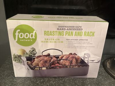 Food Network Hard-Anodized Nonstick Roasting Pan and Rack 16x12x3