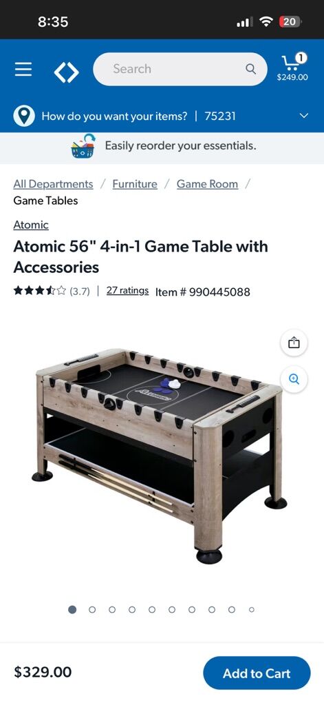 Atomic 56 4-in-1 Swivel Game Table